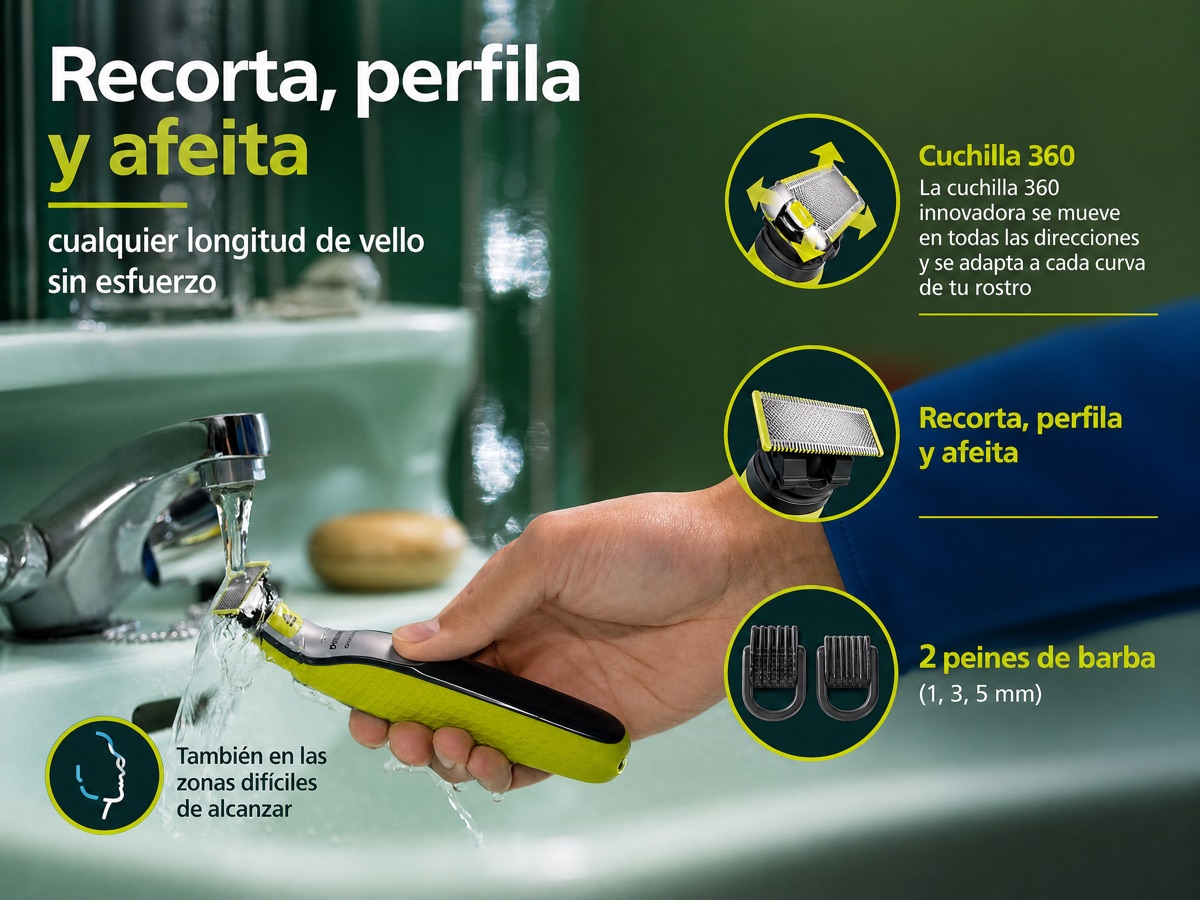 Philips OneBlade 360° Shaver + Extra Blade + 5-in-1 Comb
