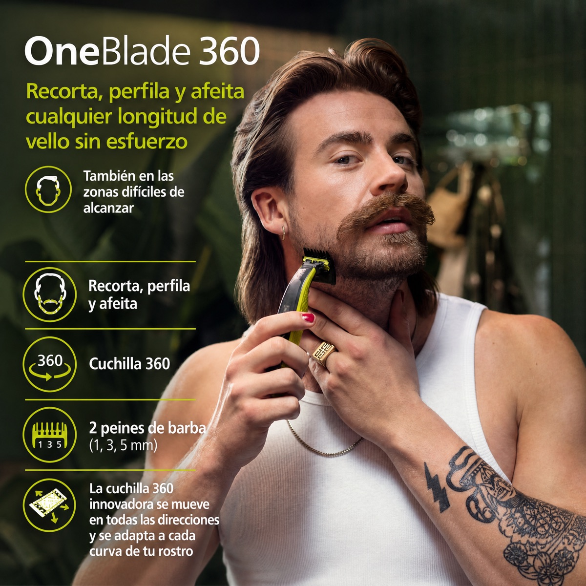Philips OneBlade 360° Shaver + Extra Blade + 5-in-1 Comb