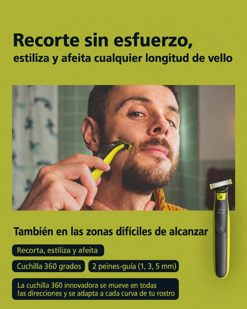 Philips OneBlade 360° Shaver + Extra Blade + 5-in-1 Comb